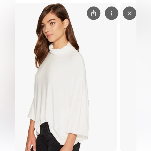Free People We the Free Alameda Dolman Sleeve Turtleneck Top in Ivory Small - Picture 2 of 14